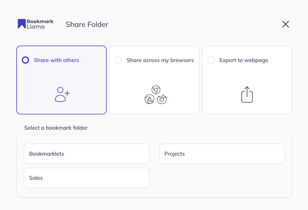 Share folder webapp, Bookmark Llama